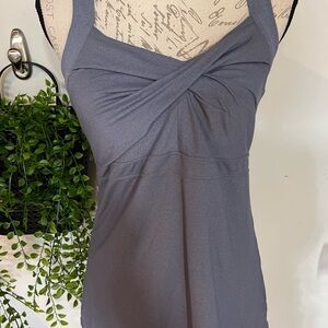 Athleta Ladies Racerback Sports Workout Lined Spandex Top Size XL Grey